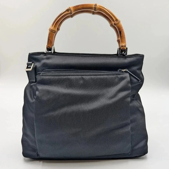 Authentic Gucci Bamboo Top Handle Bag - Black Nylon - Picture 1 of 15